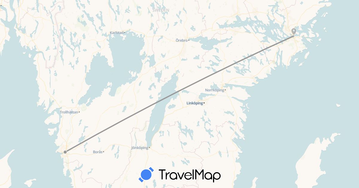 TravelMap itinerary: driving, plane in Sweden (Europe)